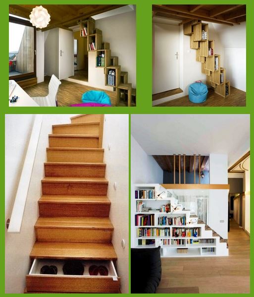 dřevěné schody s úložným prostorem, schodiště, úložný prostor